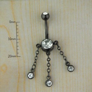 Zincir taş sallantı rose göbek piercing - 1.6 mm