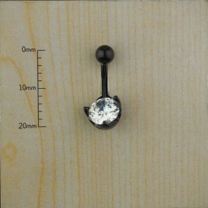 Siyah Zirkon Taşlı Göbek Piercing 10 Mm - 10 MM